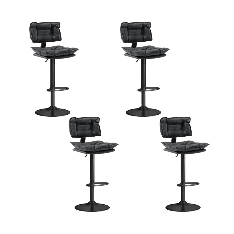 Glam Style Faux Leather Bar Stools Swivel Adjustable Height Bar Stool with Black Base Black 4 Piece Set Bar Stool(32.7"H) Clearhalo 'Bar Furniture' 'Bar Stools' 'bar_stools' 'furn' 'furn_bar_stools' 'Furniture' 'Kitchen & Dining Furniture' 7327294