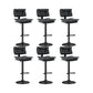 Glam Style Faux Leather Bar Stools Swivel Adjustable Height Bar Stool with Black Base Black 6 Piece Set Bar Stool(32.7"H) Clearhalo 'Bar Furniture' 'Bar Stools' 'bar_stools' 'furn' 'furn_bar_stools' 'Furniture' 'Kitchen & Dining Furniture' 7327295