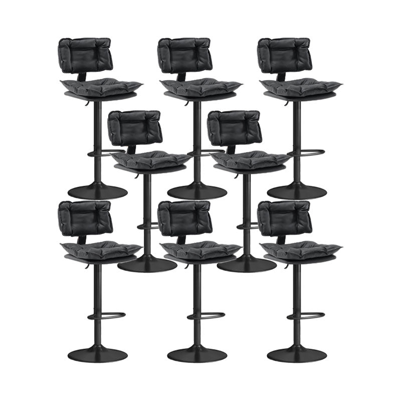 Glam Style Faux Leather Bar Stools Swivel Adjustable Height Bar Stool with Black Base Black 8 Piece Set Bar Stool(32.7"H) Clearhalo 'Bar Furniture' 'Bar Stools' 'bar_stools' 'furn' 'furn_bar_stools' 'Furniture' 'Kitchen & Dining Furniture' 7327296