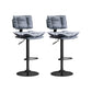 Glam Style Faux Leather Bar Stools Swivel Adjustable Height Bar Stool with Black Base Grey 2 Piece Set Bar Stool(32.7"H) Clearhalo 'Bar Furniture' 'Bar Stools' 'bar_stools' 'furn' 'furn_bar_stools' 'Furniture' 'Kitchen & Dining Furniture' 7327298