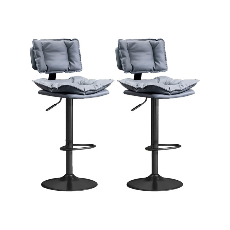 Glam Style Faux Leather Bar Stools Swivel Adjustable Height Bar Stool with Black Base Grey 2 Piece Set Bar Stool(32.7"H) Clearhalo 'Bar Furniture' 'Bar Stools' 'bar_stools' 'furn' 'furn_bar_stools' 'Furniture' 'Kitchen & Dining Furniture' 7327298