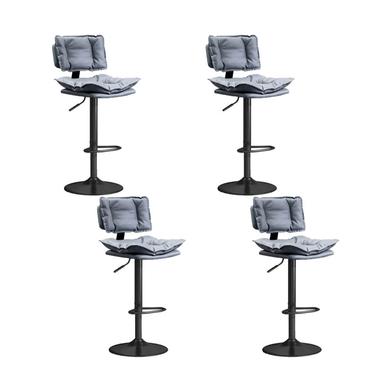 Glam Style Faux Leather Bar Stools Swivel Adjustable Height Bar Stool with Black Base Grey 4 Piece Set Bar Stool(32.7"H) Clearhalo 'Bar Furniture' 'Bar Stools' 'bar_stools' 'furn' 'furn_bar_stools' 'Furniture' 'Kitchen & Dining Furniture' 7327299