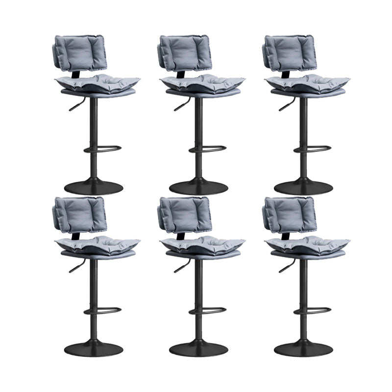 Glam Style Faux Leather Bar Stools Swivel Adjustable Height Bar Stool with Black Base Grey 6 Piece Set Bar Stool(32.7"H) Clearhalo 'Bar Furniture' 'Bar Stools' 'bar_stools' 'furn' 'furn_bar_stools' 'Furniture' 'Kitchen & Dining Furniture' 7327300