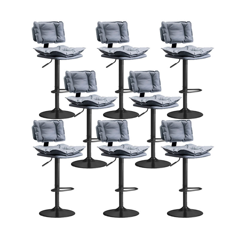 Glam Style Faux Leather Bar Stools Swivel Adjustable Height Bar Stool with Black Base Grey 8 Piece Set Bar Stool(32.7"H) Clearhalo 'Bar Furniture' 'Bar Stools' 'bar_stools' 'furn' 'furn_bar_stools' 'Furniture' 'Kitchen & Dining Furniture' 7327301