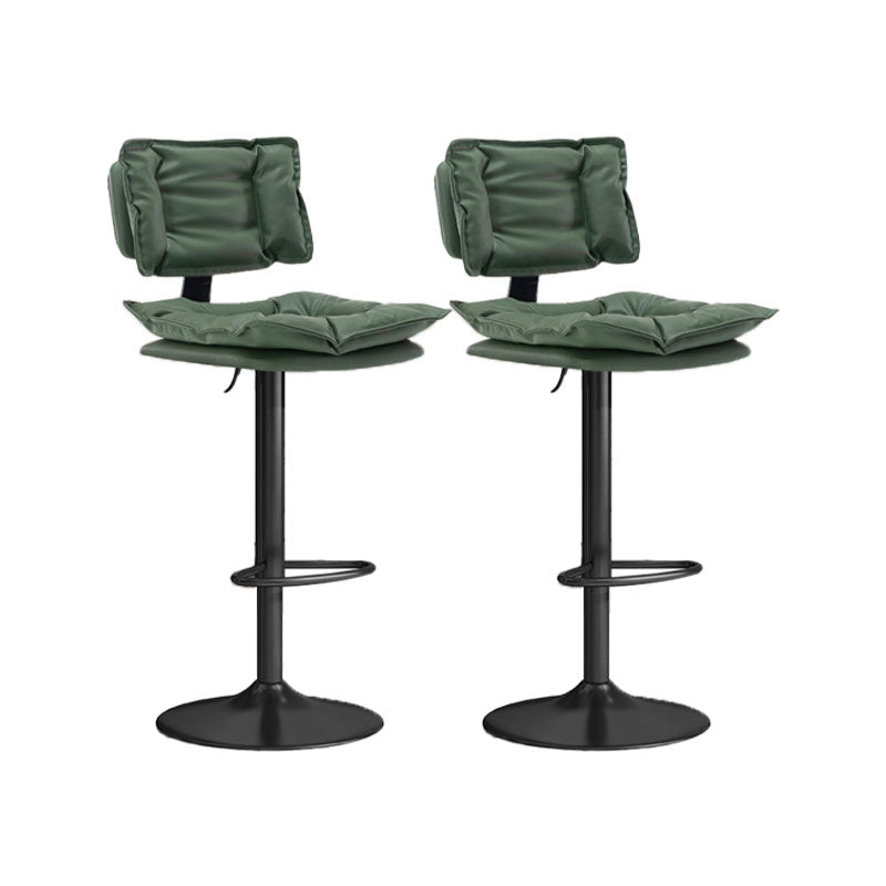 Glam Style Faux Leather Bar Stools Swivel Adjustable Height Bar Stool with Black Base Blackish Green 2 Piece Set Bar Stool(32.7"H) Clearhalo 'Bar Furniture' 'Bar Stools' 'bar_stools' 'furn' 'furn_bar_stools' 'Furniture' 'Kitchen & Dining Furniture' 7327303