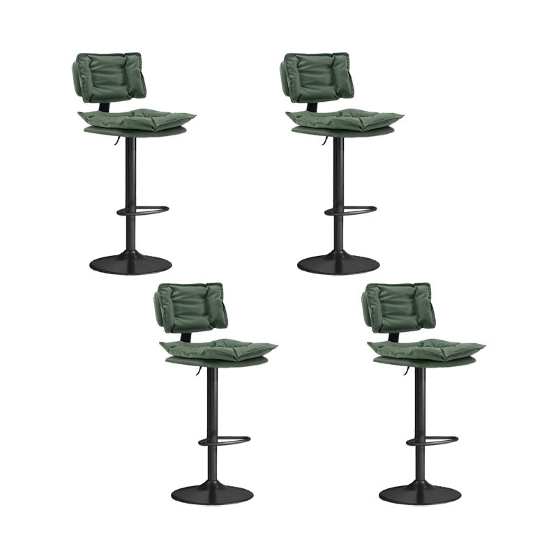Glam Style Faux Leather Bar Stools Swivel Adjustable Height Bar Stool with Black Base Blackish Green 4 Piece Set Bar Stool(32.7"H) Clearhalo 'Bar Furniture' 'Bar Stools' 'bar_stools' 'furn' 'furn_bar_stools' 'Furniture' 'Kitchen & Dining Furniture' 7327304