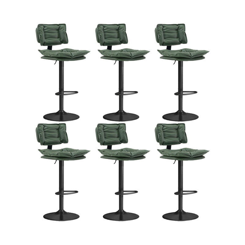 Glam Style Faux Leather Bar Stools Swivel Adjustable Height Bar Stool with Black Base Blackish Green 6 Piece Set Bar Stool(32.7"H) Clearhalo 'Bar Furniture' 'Bar Stools' 'bar_stools' 'furn' 'furn_bar_stools' 'Furniture' 'Kitchen & Dining Furniture' 7327305