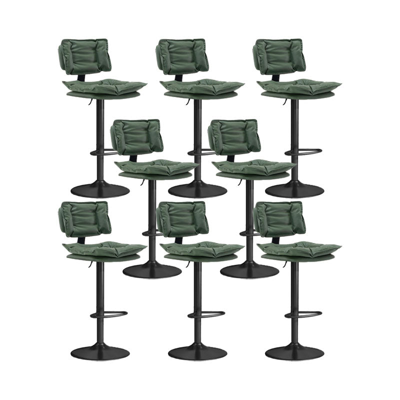 Glam Style Faux Leather Bar Stools Swivel Adjustable Height Bar Stool with Black Base Blackish Green 8 Piece Set Bar Stool(32.7"H) Clearhalo 'Bar Furniture' 'Bar Stools' 'bar_stools' 'furn' 'furn_bar_stools' 'Furniture' 'Kitchen & Dining Furniture' 7327306