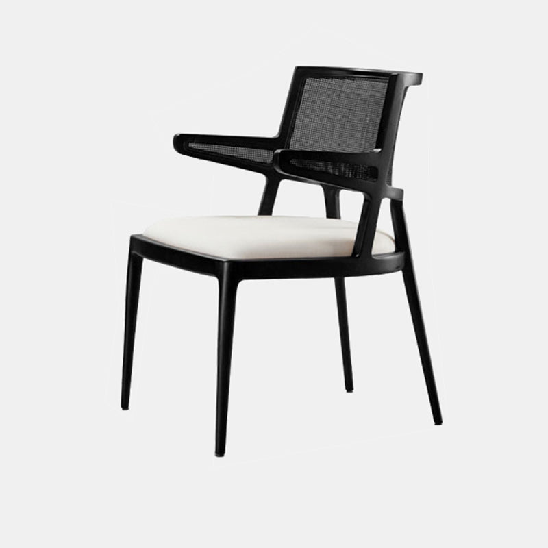Solid Wood Lounge Chair Woven Back Side Chair with Solid Color Legs Black 1 Piece With Arm Clearhalo 'Accent Chairs' 'accent_chairs' 'Chairs & Seating' 'furn' 'furn_accent_chairs' 'Furniture' 'Living Room Furniture' 7327540