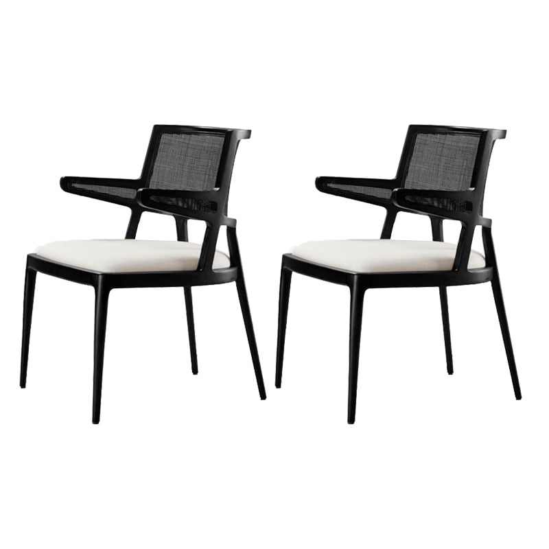 Solid Wood Lounge Chair Woven Back Side Chair with Solid Color Legs Black 2 Piece Set With Arm Clearhalo 'Accent Chairs' 'accent_chairs' 'Chairs & Seating' 'furn' 'furn_accent_chairs' 'Furniture' 'Living Room Furniture' 7327541