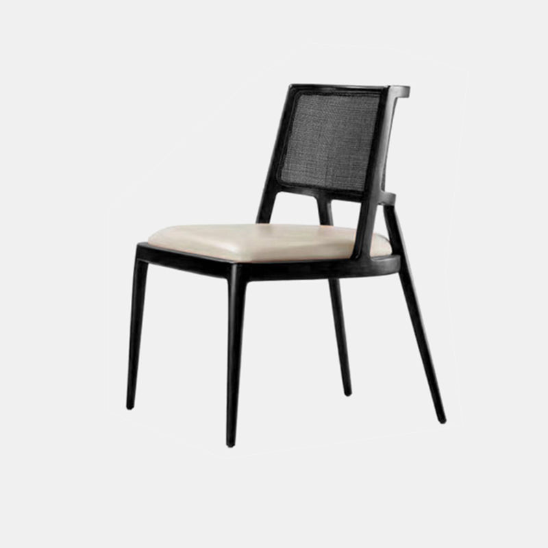 Solid Wood Lounge Chair Woven Back Side Chair with Solid Color Legs Black 1 Piece Armless Clearhalo 'Accent Chairs' 'accent_chairs' 'Chairs & Seating' 'furn' 'furn_accent_chairs' 'Furniture' 'Living Room Furniture' 7327543