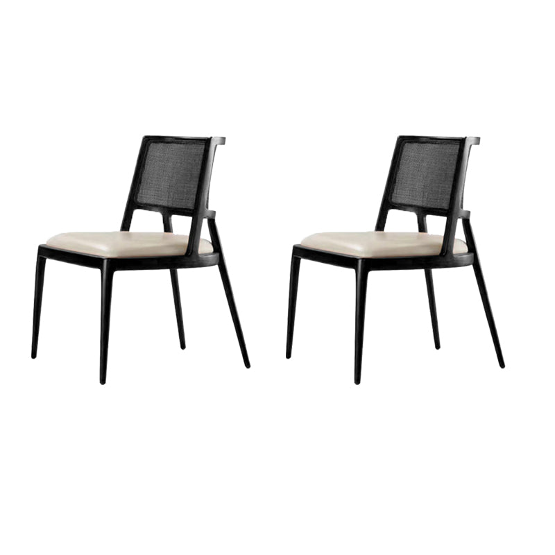 Solid Wood Lounge Chair Woven Back Side Chair with Solid Color Legs Black 2 Piece Set Armless Clearhalo 'Accent Chairs' 'accent_chairs' 'Chairs & Seating' 'furn' 'furn_accent_chairs' 'Furniture' 'Living Room Furniture' 7327545