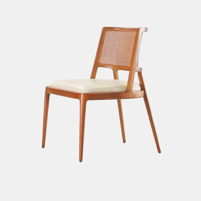 Solid Wood Lounge Chair Woven Back Side Chair with Solid Color Legs Cherry Wood 1 Piece Armless Clearhalo 'Accent Chairs' 'accent_chairs' 'Chairs & Seating' 'furn' 'furn_accent_chairs' 'Furniture' 'Living Room Furniture' 7327548