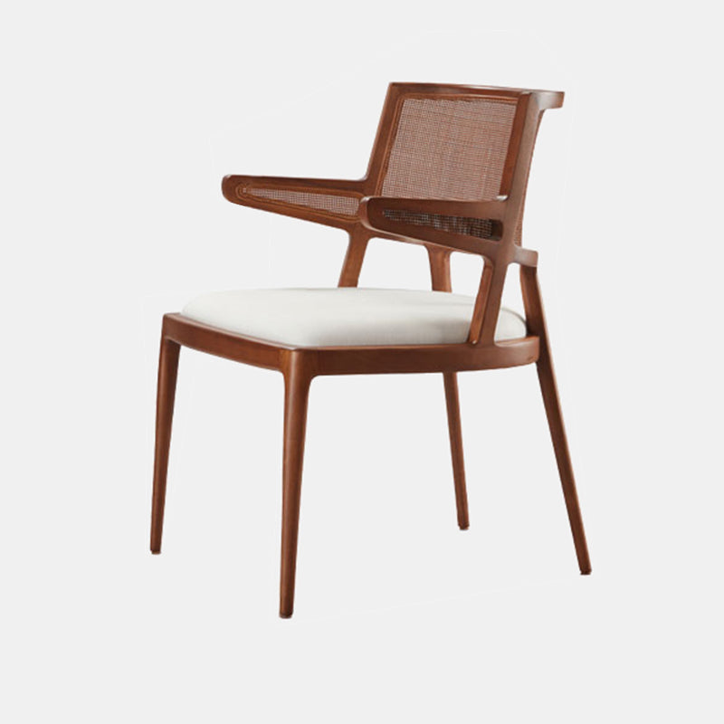 Solid Wood Lounge Chair Woven Back Side Chair with Solid Color Legs Brown 1 Piece With Arm Clearhalo 'Accent Chairs' 'accent_chairs' 'Chairs & Seating' 'furn' 'furn_accent_chairs' 'Furniture' 'Living Room Furniture' 7327556