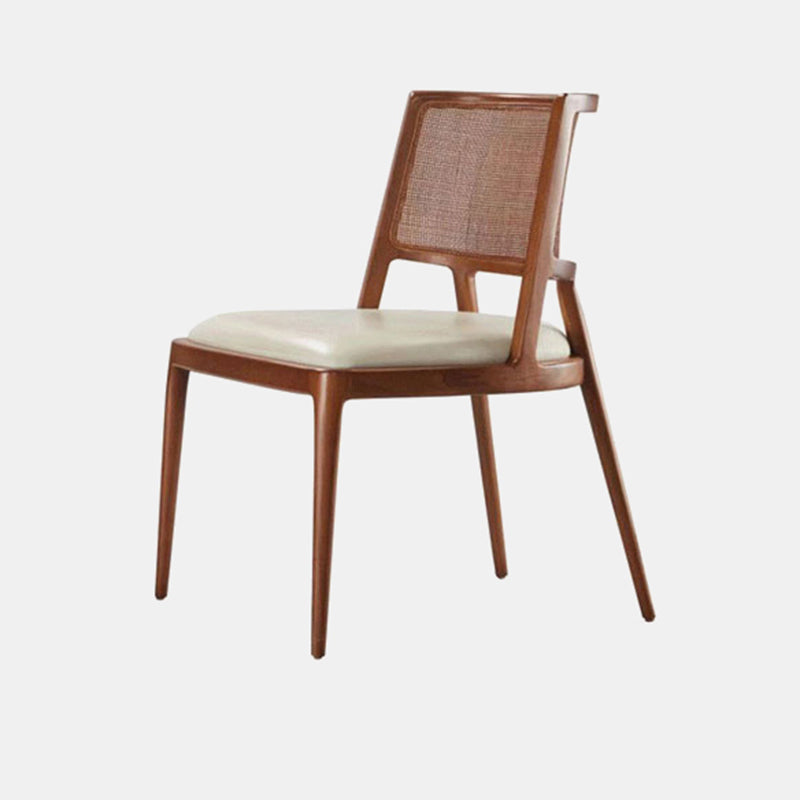 Solid Wood Lounge Chair Woven Back Side Chair with Solid Color Legs Brown 1 Piece Armless Clearhalo 'Accent Chairs' 'accent_chairs' 'Chairs & Seating' 'furn' 'furn_accent_chairs' 'Furniture' 'Living Room Furniture' 7327558