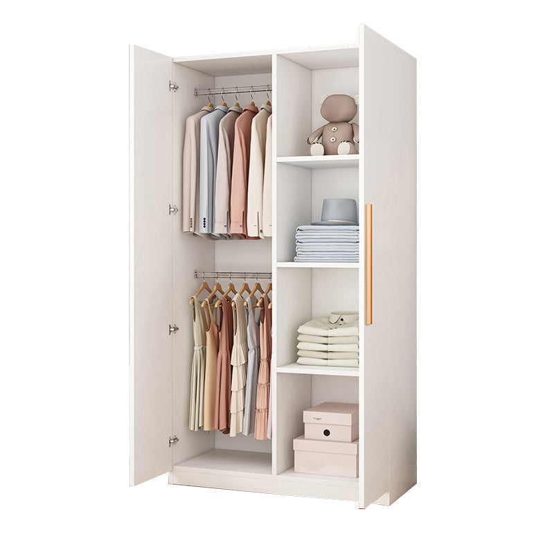 Wooden Frame Wardrobe Freestanding Wardrobe Armoire with Shelves and Clothes Rail White Clearhalo 'Armoires & Wardrobes' 'armoires_wardrobes' 'Bedroom Furniture' 'furn' 'furn_armoires_wardrobes' 'Furniture' 7327777