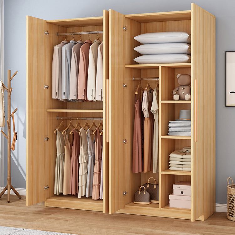 Wooden Frame Wardrobe Freestanding Wardrobe Armoire with Shelves and Clothes Rail Clearhalo 'Armoires & Wardrobes' 'armoires_wardrobes' 'Bedroom Furniture' 'furn' 'furn_armoires_wardrobes' 'Furniture' 7327778