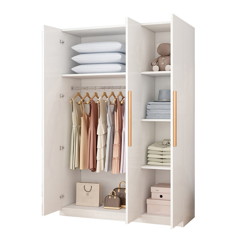 Wooden Frame Wardrobe Freestanding Wardrobe Armoire with Shelves and Clothes Rail White Clearhalo 'Armoires & Wardrobes' 'armoires_wardrobes' 'Bedroom Furniture' 'furn' 'furn_armoires_wardrobes' 'Furniture' 7327779