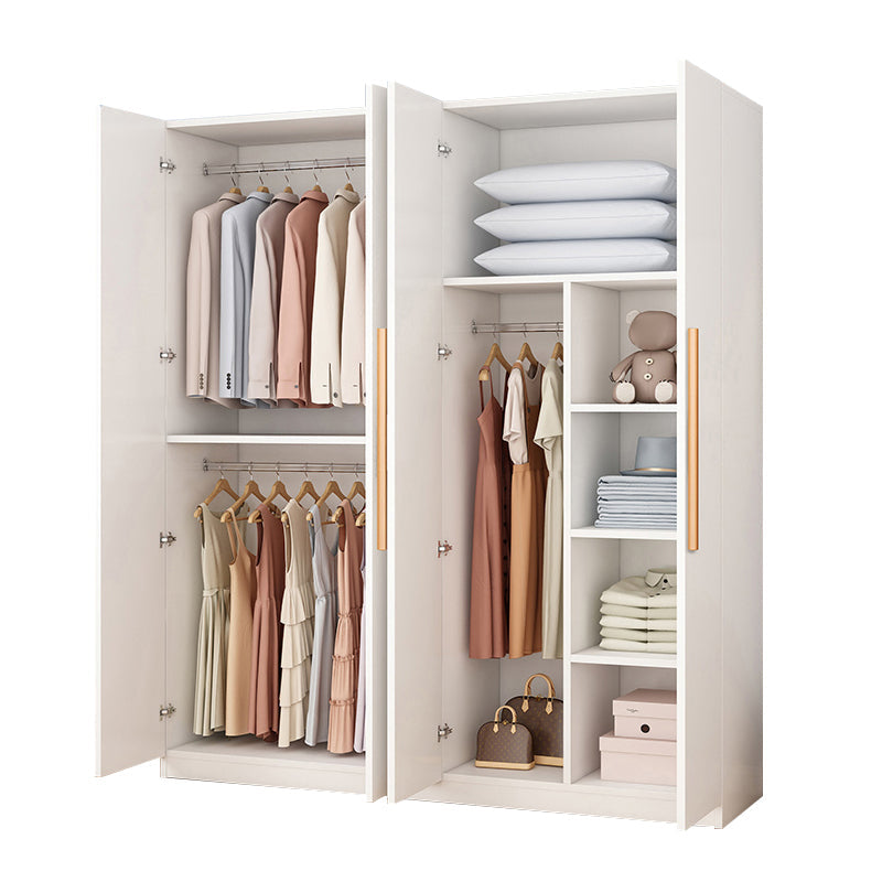 Wooden Frame Wardrobe Freestanding Wardrobe Armoire with Shelves and Clothes Rail White Clearhalo 'Armoires & Wardrobes' 'armoires_wardrobes' 'Bedroom Furniture' 'furn' 'furn_armoires_wardrobes' 'Furniture' 7327781