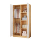 Wooden Frame Wardrobe Freestanding Wardrobe Armoire with Shelves and Clothes Rail Brown White Clearhalo 'Armoires & Wardrobes' 'armoires_wardrobes' 'Bedroom Furniture' 'furn' 'furn_armoires_wardrobes' 'Furniture' 7327788