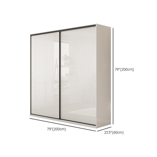 Modern Artificial Wood Wardrobe Armoire Freestanding Wardrobe in White
