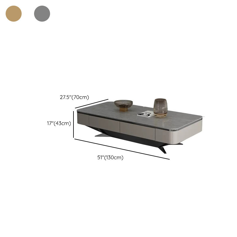 Glam Rectangular Slate Coffee Table 4 Drawers 1 Single Cocktail Table Clearhalo 'Coffee & Accent Tables' 'Coffee Tables' 'coffee_tables' 'furn' 'furn_coffee_tables' 'Furniture' 'Living Room Furniture' 7328334