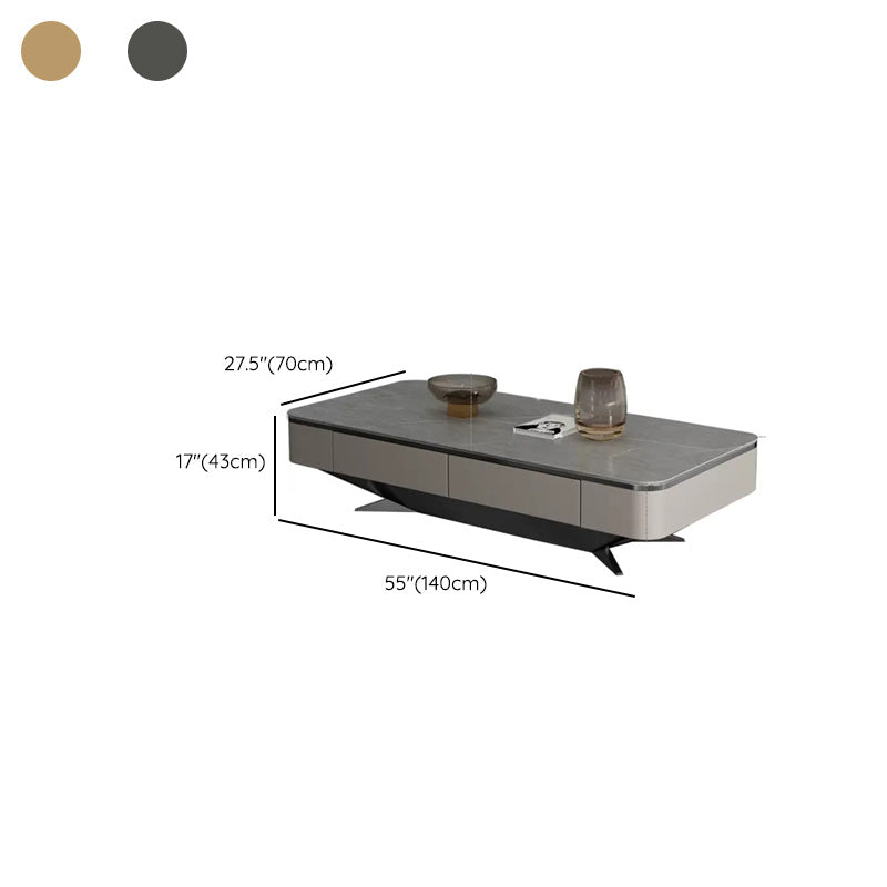 Glam Rectangular Slate Coffee Table 4 Drawers 1 Single Cocktail Table Clearhalo 'Coffee & Accent Tables' 'Coffee Tables' 'coffee_tables' 'furn' 'furn_coffee_tables' 'Furniture' 'Living Room Furniture' 7328335