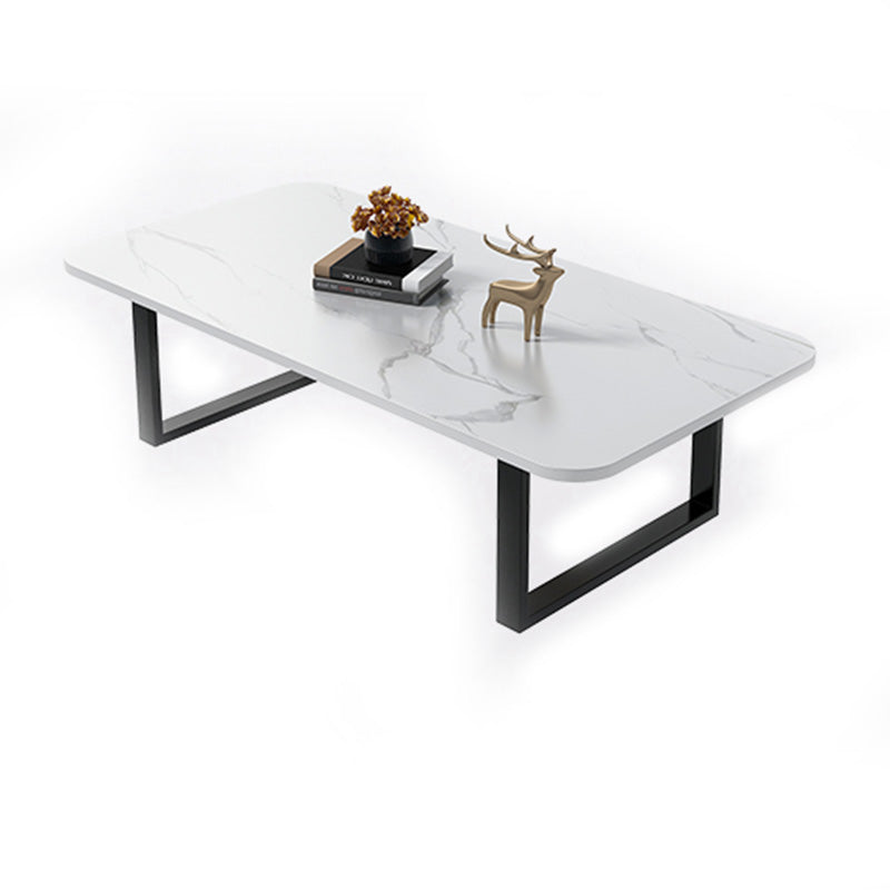 Slate Rectangular Coffee Table Trestle Coffee Cocktail Table Black White Clearhalo 'Coffee & Accent Tables' 'Coffee Tables' 'coffee_tables' 'furn' 'furn_coffee_tables' 'Furniture' 'Living Room Furniture' 7328337