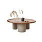 Solid Wood Tray Top Coffee Cocktail Table with 3 Legs in Brown 41"L x 41"W x 13"H Clearhalo 'Coffee & Accent Tables' 'Coffee Tables' 'coffee_tables' 'furn' 'furn_coffee_tables' 'Furniture' 'Living Room Furniture' 7328351