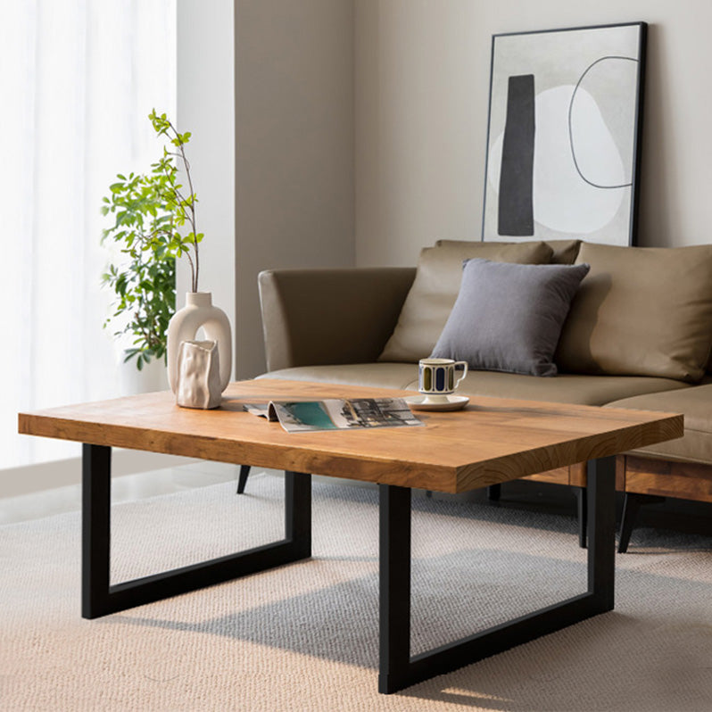 Solid Wood Coffee Table Trestle Medium Wood Coffee Cocktail Table Clearhalo 'Coffee & Accent Tables' 'Coffee Tables' 'coffee_tables' 'furn' 'furn_coffee_tables' 'Furniture' 'Living Room Furniture' 7328363