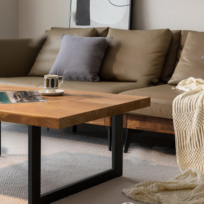 Solid Wood Coffee Table Trestle Medium Wood Coffee Cocktail Table Clearhalo 'Coffee & Accent Tables' 'Coffee Tables' 'coffee_tables' 'furn' 'furn_coffee_tables' 'Furniture' 'Living Room Furniture' 7328369