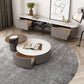 Round Slate Top Coffee Table Glam Drum Coffee Cocktail Table with Drawer Clearhalo 'Coffee & Accent Tables' 'Coffee Tables' 'coffee_tables' 'furn' 'furn_coffee_tables' 'Furniture' 'Living Room Furniture' 7328378