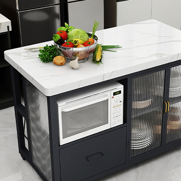 Modern Marble Prep Table with Storage Cabinet Dining Room Island Table Clearhalo 'furn' 'furn_kitchen_islands_carts' 'Furniture' 'Kitchen & Dining Furniture' 'Kitchen Islands & Carts' 'kitchen_islands_carts' 7329036