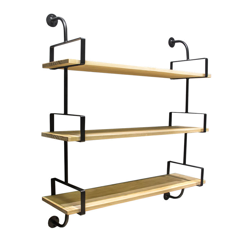 Contemporary Floating Bookshelf Wooden Natural Bookcase with Shelves