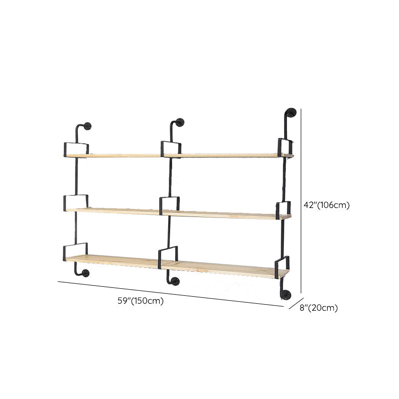 Contemporary Floating Bookshelf Wooden Natural Bookcase with Shelves