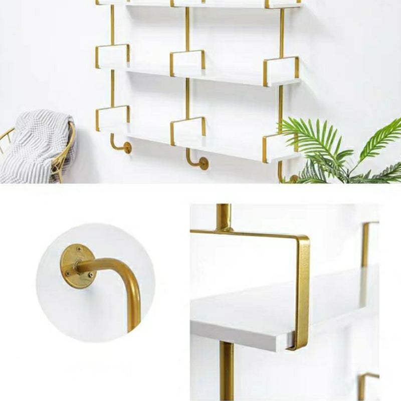 Eigentijdse witte boekenkast zwevende back -boekenplank met planken met planken