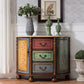 Industrial Distressed Wood Storage Cabinet 2 Doors Rectangle Accent Cabinet 39.4"L x 13.8"W x 30.7"H Multi-Color Clearhalo 'Cabinets & Chests' 'cabinets_chests' 'furn' 'furn_cabinets_chests' 'Furniture' 'Living Room Furniture' 7329202