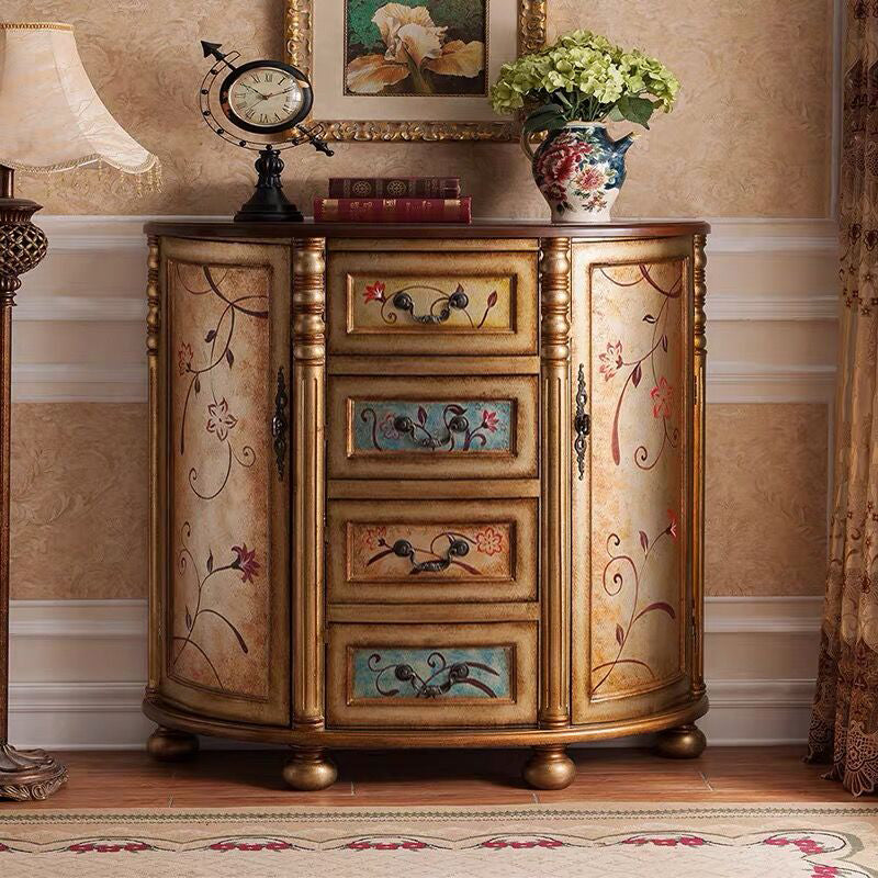 Industrial Distressed Wood Storage Cabinet 2 Doors Rectangle Accent Cabinet 39"L x 14"W x 39"H Champagne Gold Clearhalo 'Cabinets & Chests' 'cabinets_chests' 'furn' 'furn_cabinets_chests' 'Furniture' 'Living Room Furniture' 7329208