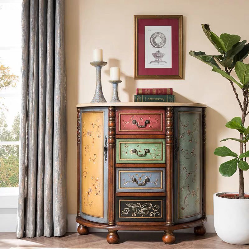 Industrial Distressed Wood Storage Cabinet 2 Doors Rectangle Accent Cabinet 39"L x 14"W x 39"H Multi-Color Clearhalo 'Cabinets & Chests' 'cabinets_chests' 'furn' 'furn_cabinets_chests' 'Furniture' 'Living Room Furniture' 7329209