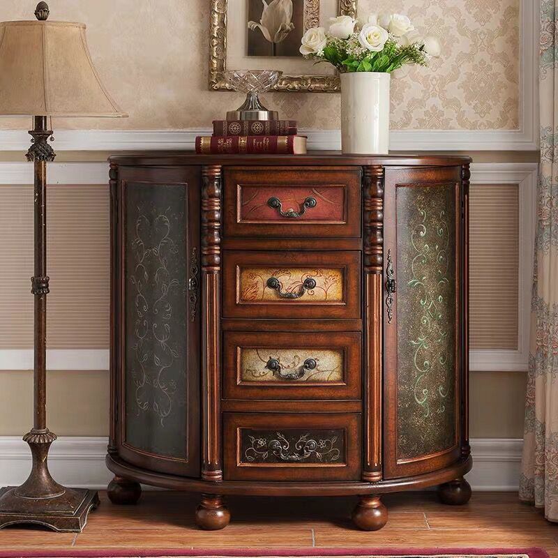 Industrial Distressed Wood Storage Cabinet 2 Doors Rectangle Accent Cabinet 39"L x 14"W x 39"H Brown Clearhalo 'Cabinets & Chests' 'cabinets_chests' 'furn' 'furn_cabinets_chests' 'Furniture' 'Living Room Furniture' 7329212