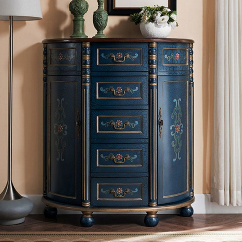 Industrial Distressed Wood Storage Cabinet 2 Doors Rectangle Accent Cabinet 39"L x 14"W x 47"H Blue Clearhalo 'Cabinets & Chests' 'cabinets_chests' 'furn' 'furn_cabinets_chests' 'Furniture' 'Living Room Furniture' 7329216