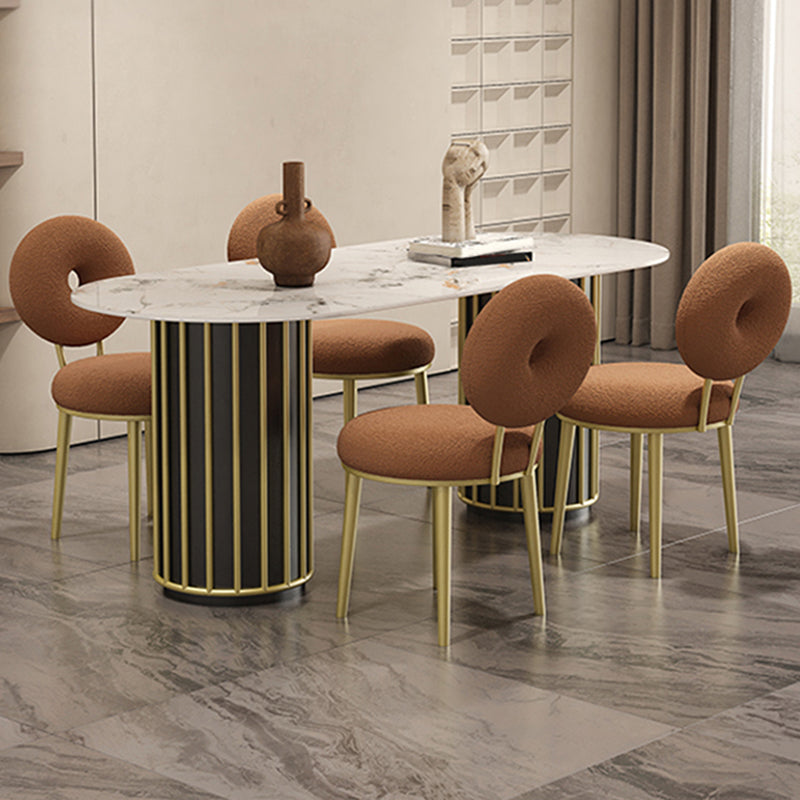 Glam Stone Furniture 1/5 Pcs Standard Height Dining Room Furniture Set for Home Clearhalo 'Dining Room Sets' 'Dining Tables & Seating' 'dining_room_set' 'furn' 'furn_dining_room_set' 'Furniture' 'Kitchen & Dining Furniture' 7329336