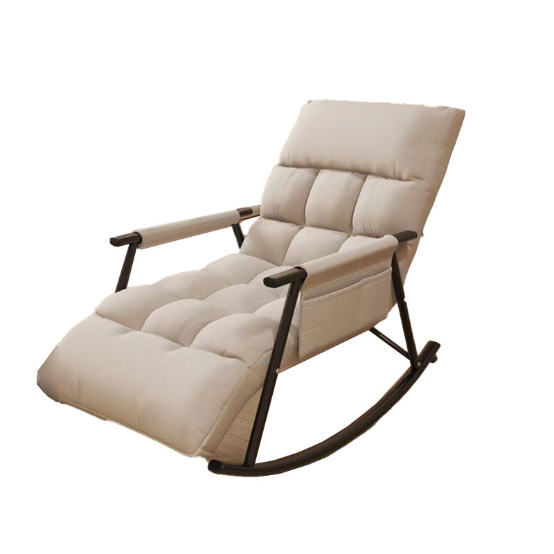 Modern Rocking Chair Upholstered Button-Tufted Reclining Recliner Chair Beige Clearhalo 'Chairs & Seating' 'furn' 'furn_rocking_chairs' 'Furniture' 'Living Room Furniture' 'Rocking Chairs' 'rocking_chairs' 7330363