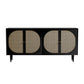 Black Wicker Doors Contemporary Sideboard Solid Wood Buffet Table for Dining Room