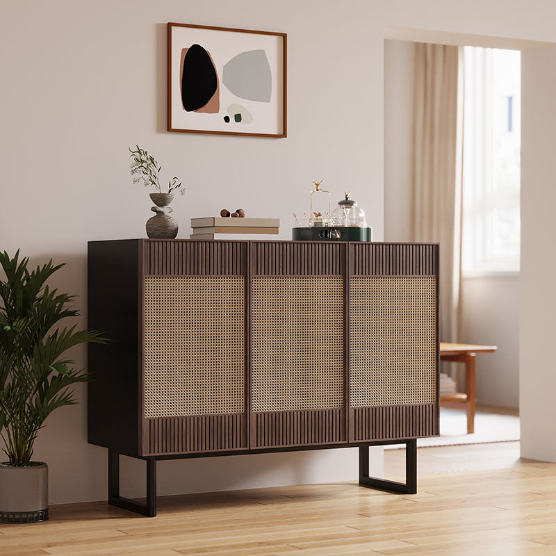 Modern Style Wicker Doors Sideboard Solid Wood Buffet Table for Dining Room Clearhalo 'buffet_sideboard' 'Buffets & Sideboards' 'furn' 'furn_buffet_sideboard' 'Furniture' 'Kitchen & Dining Furniture' 7330394