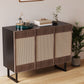 Modern Style Wicker Doors Sideboard Solid Wood Buffet Table for Dining Room 47"L x 17"W x 35"H Walnut Clearhalo 'buffet_sideboard' 'Buffets & Sideboards' 'furn' 'furn_buffet_sideboard' 'Furniture' 'Kitchen & Dining Furniture' 7330396