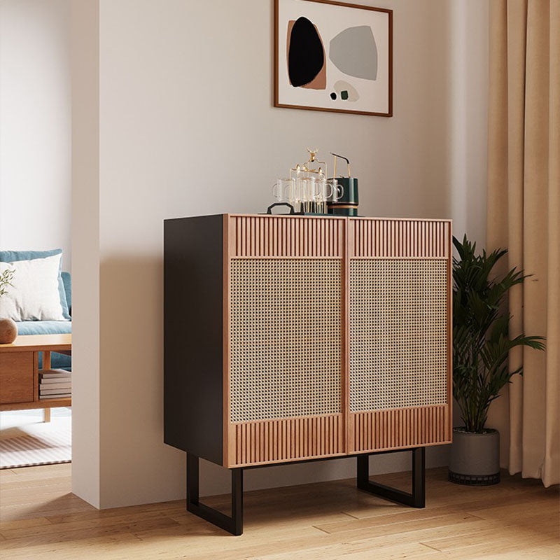 Modern Style Wicker Doors Sideboard Solid Wood Buffet Table for Dining Room Clearhalo 'buffet_sideboard' 'Buffets & Sideboards' 'furn' 'furn_buffet_sideboard' 'Furniture' 'Kitchen & Dining Furniture' 7330397