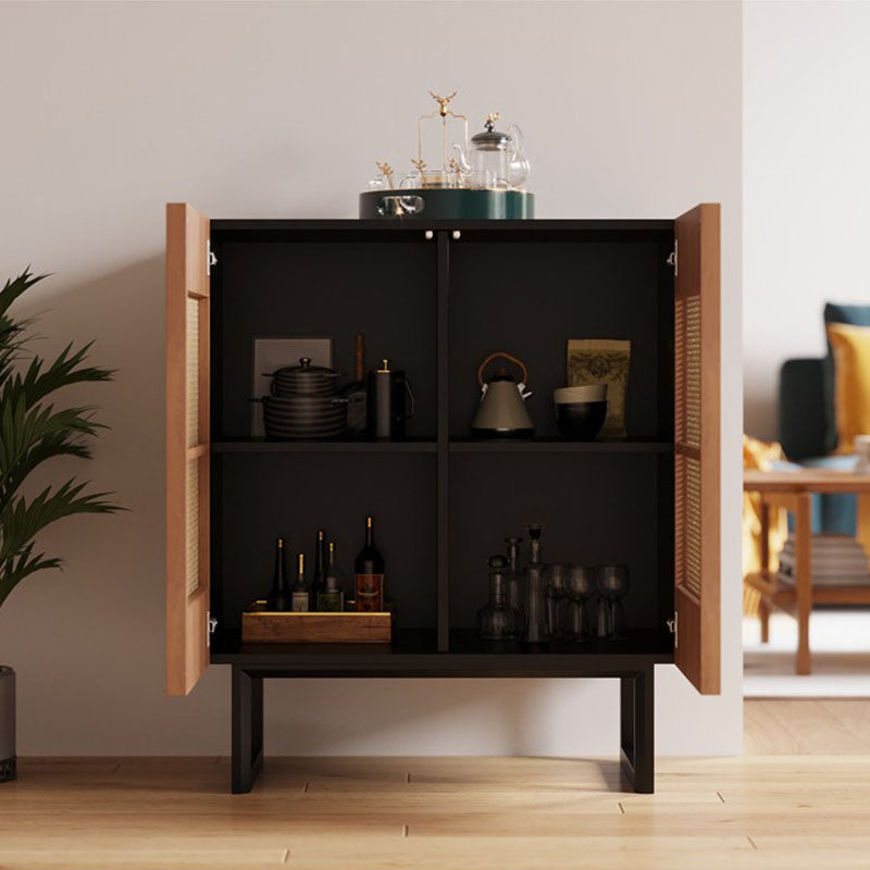 Modern Style Wicker Doors Sideboard Solid Wood Buffet Table for Dining Room Clearhalo 'buffet_sideboard' 'Buffets & Sideboards' 'furn' 'furn_buffet_sideboard' 'Furniture' 'Kitchen & Dining Furniture' 7330400