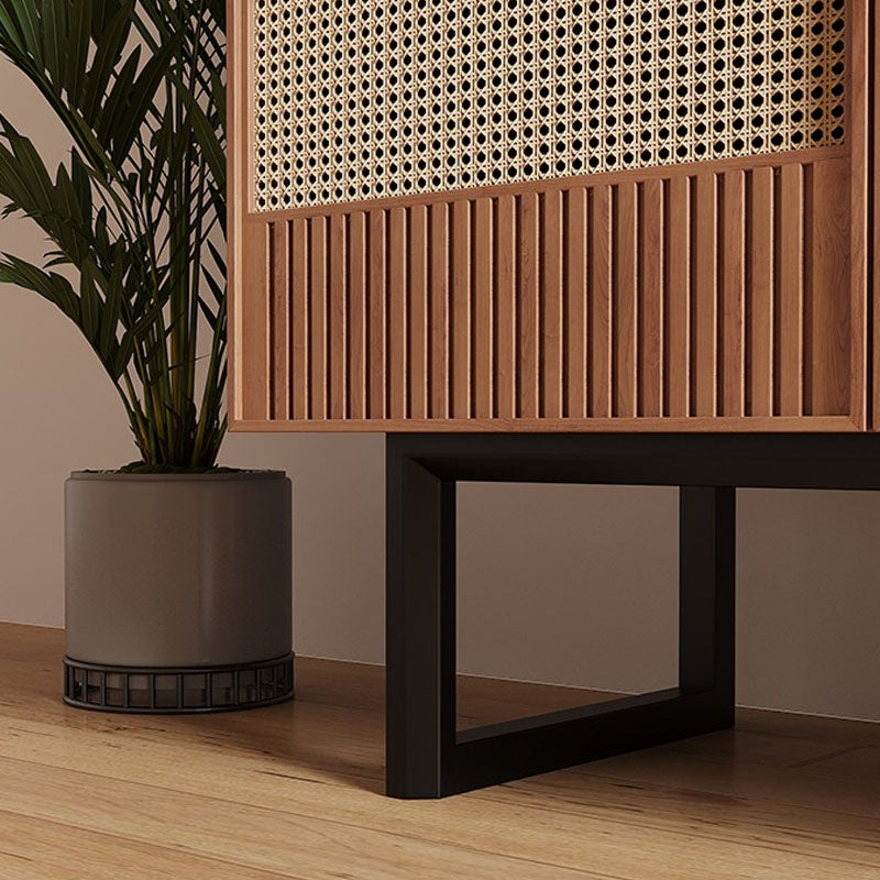 Modern Style Wicker Doors Sideboard Solid Wood Buffet Table for Dining Room Clearhalo 'buffet_sideboard' 'Buffets & Sideboards' 'furn' 'furn_buffet_sideboard' 'Furniture' 'Kitchen & Dining Furniture' 7330403