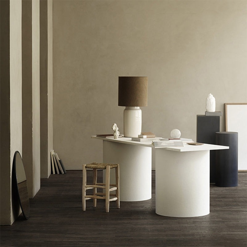 Modern Oval Shape Office Desks Wooden Task Desk with 2 Legs for Office Clearhalo 'furn' 'furn_office_desk' 'Furniture' 'Office Desks' 'Office Furniture' 'office_desk' 7330711